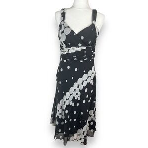 Y2K Citi Dress Womens Size 8 Chiffon Polka Dot Empire Waist Midi Cocktail Retro